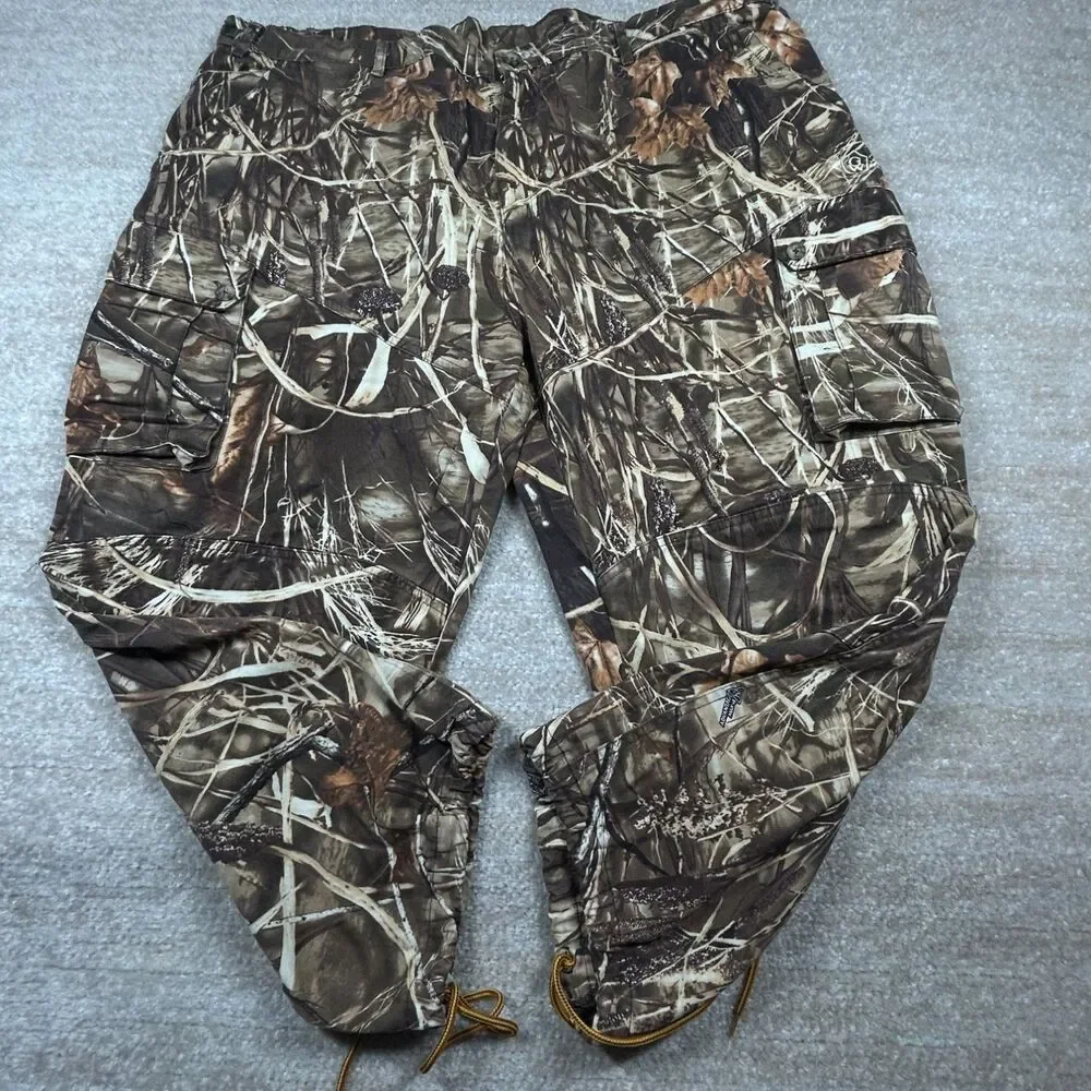 Game Winner Hunting Pants Mens 3XL Brown Black Tapered Leg Cotton Cargo Pockets